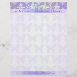 Paarse Butterflies Gepersonaliseerd Letterhead Briefhoofd