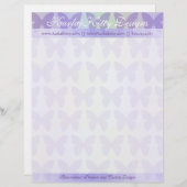 Paarse Butterflies Gepersonaliseerd Letterhead Briefhoofd (Voorkant / Achterkant)