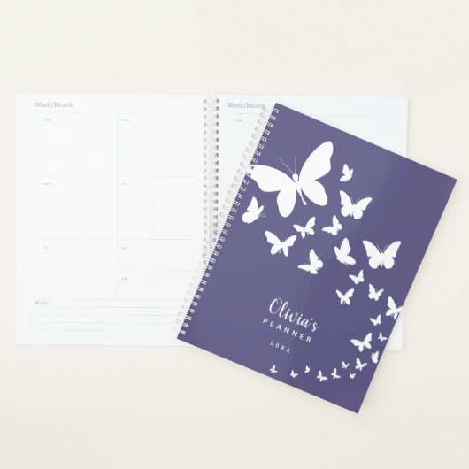 Paarse Butterflies gepersonaliseerd Planner (Display)