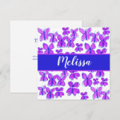 Paarse Butterflies Gepersonaliseerde Waterverf Bedankkaart (Voorkant / Achterkant)