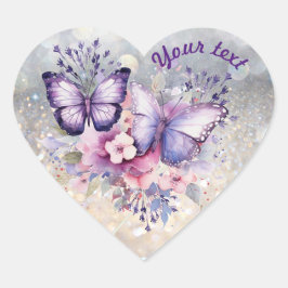 Paarse Butterflies Hart Sticker