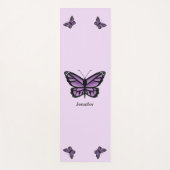 Paarse Butterflies Illustratie met aangepaste naam Yogamat (Voorkant)
