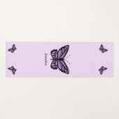 Paarse Butterflies Illustratie met aangepaste naam Yogamat (Voorkant (horizontaal))