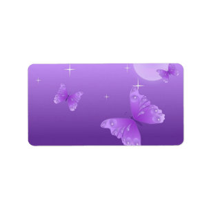 Paarse Butterflies in de zon Etiket