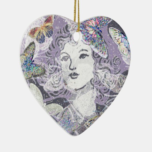 Paarse Butterflies Keramisch Ornament (Rechts)