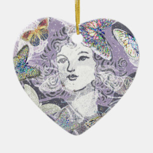 Paarse Butterflies Keramisch Ornament