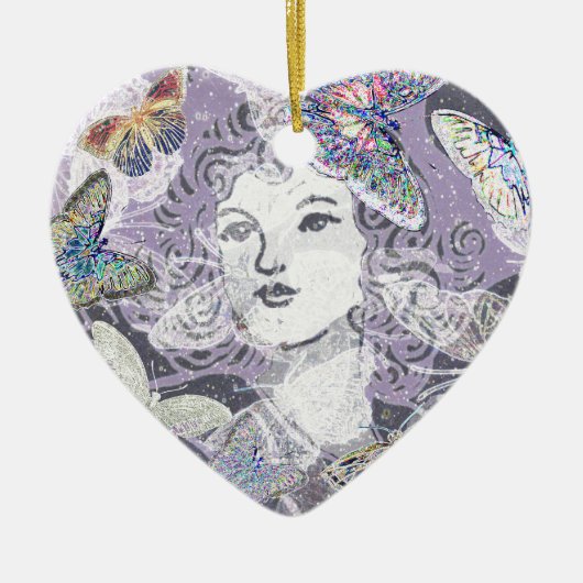 Paarse Butterflies Keramisch Ornament (Voorkant)