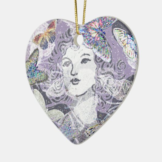 Paarse Butterflies Keramisch Ornament (Links)