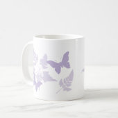 Paarse Butterflies Lavender Ferns Koffiemok (Voorkant links)