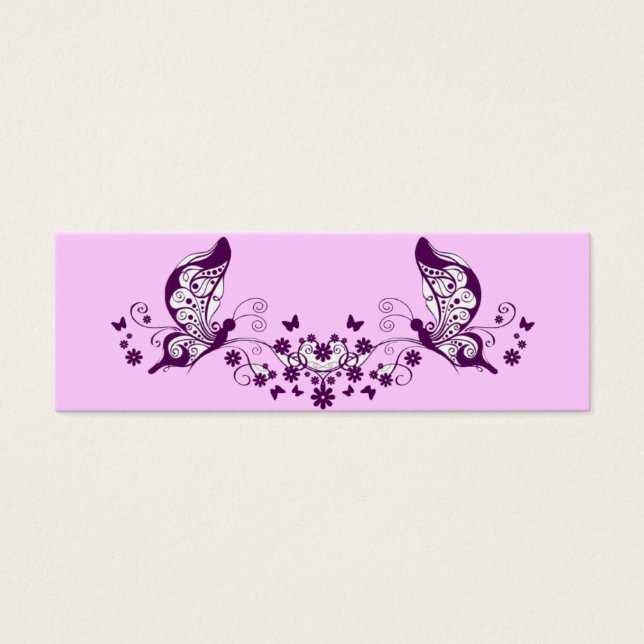 Paarse Butterflies Mini Visitekaartjes (Voorkant)