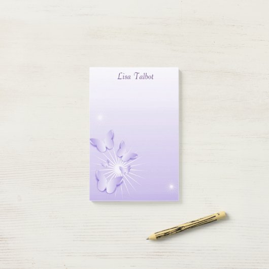  Paarse Butterflies Post It Notes (Op bureau)