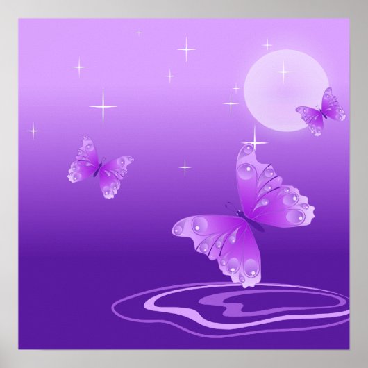 Paarse Butterflies Poster (Voorkant)
