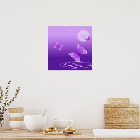 Paarse Butterflies Poster (Keuken)