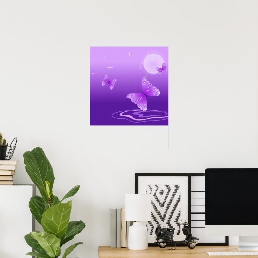 Paarse Butterflies Poster (Thuiskantoor)