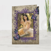 Paarse Butterflies Quinceanera Uitnodiging (Voorkant)