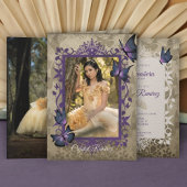 Paarse  Butterflies Quinceanera Uitnodiging