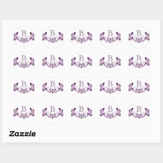 Paarse Butterflies Ronde Sticker (Vel)