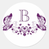 Paarse Butterflies Ronde Sticker (Voorkant)