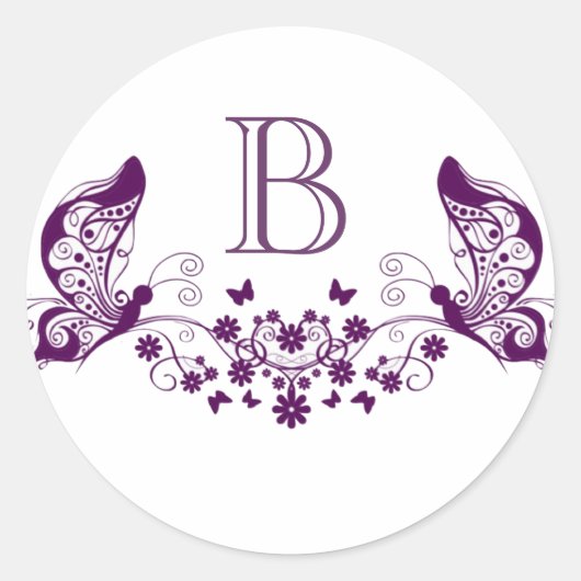 Paarse Butterflies Ronde Sticker (Voorkant)