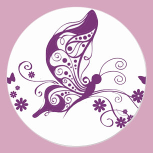 Paarse Butterflies Ronde Sticker