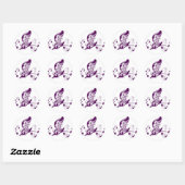 Paarse Butterflies Ronde Sticker (Vel)