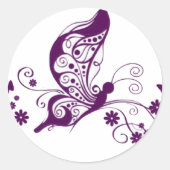 Paarse Butterflies Ronde Sticker (Voorkant)