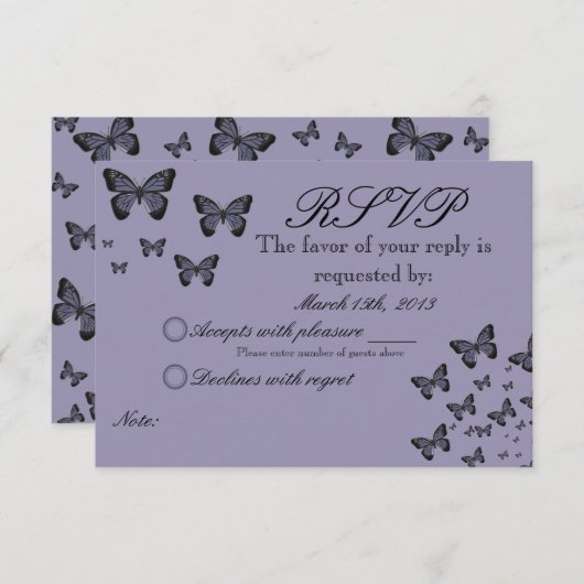 Paarse Butterflies RSVP (Voorkant / Achterkant)