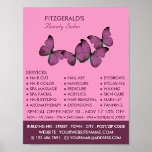 Paarse Butterflies, schoonheidsspecialist, Beauty  Poster