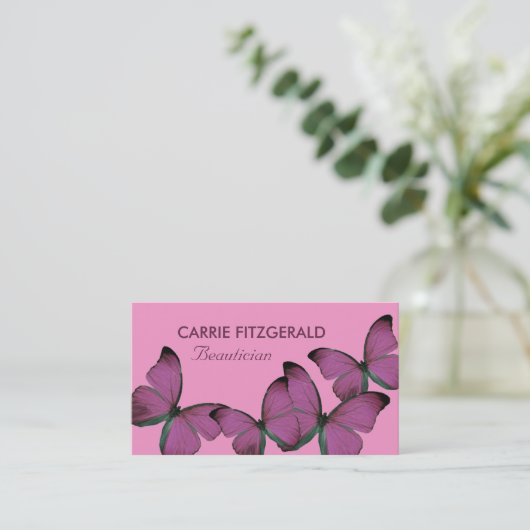 Paarse Butterflies, schoonheidsspecialist, Beauty  Visitekaartje (Staand voorkant)