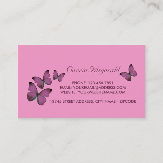 Paarse Butterflies, schoonheidsspecialist, Beauty  Visitekaartje (Achterkant)