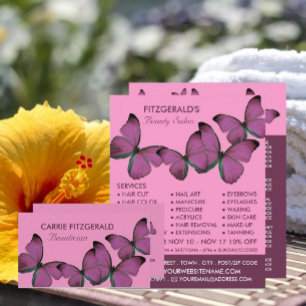 Paarse Butterflies, schoonheidsspecialist, Beauty  Visitekaartje