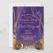 Paarse Butterflies, Scrollen Bat Mitzvah nodigt ui Kaart (Voorkant)