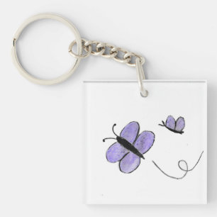Paarse Butterflies Sleutelhanger