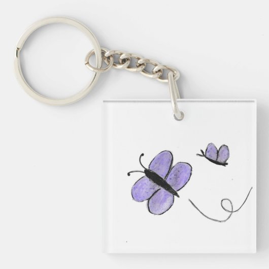 Paarse Butterflies Sleutelhanger (voorkant)