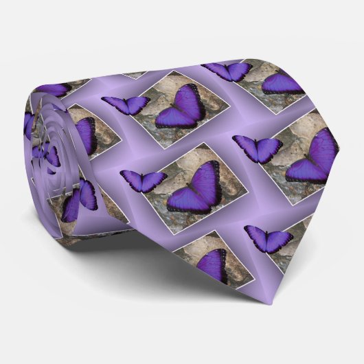 Paarse Butterflies Stropdas (Opgerold)