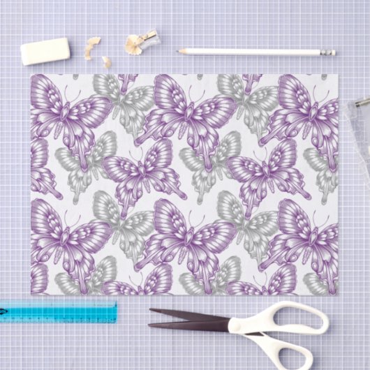 Paarse Butterflies Tissuepapier (Craft)