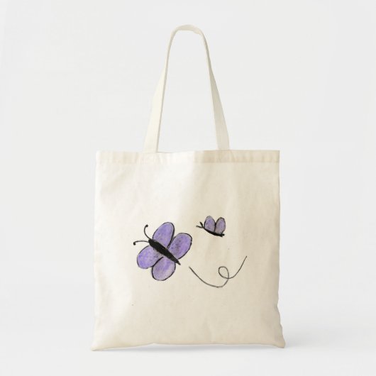 Paarse Butterflies Tote Bag (Voorkant)