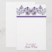 Paarse Butterflies - Van het bureau van.. Briefpapier (Voorkant / Achterkant)