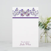 Paarse Butterflies - Van het bureau van.. Briefpapier (Staand voorkant)