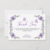 Paarse Butterflies Waterverf Wilde bloem Dank u we Bedankkaart (Voorkant)