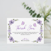 Paarse Butterflies Waterverf Wilde bloem Dank u we Bedankkaart (Staand voorkant)