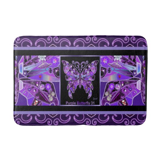 Paarse Butterfly 31 Bath Mat (Voorkant)