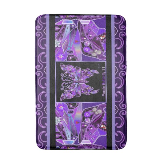 Paarse Butterfly 31 Bath Mat (Voorkant Verticaal)