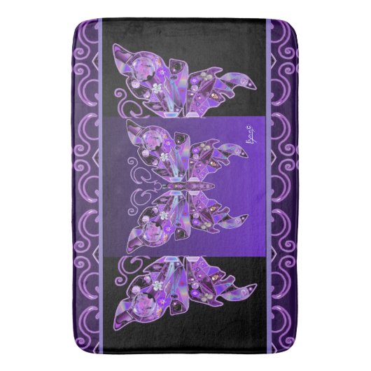 Paarse Butterfly 31 Bath Mat (Voorkant Verticaal)
