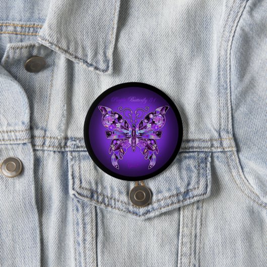 Paarse Butterfly 31 Button (In situ)