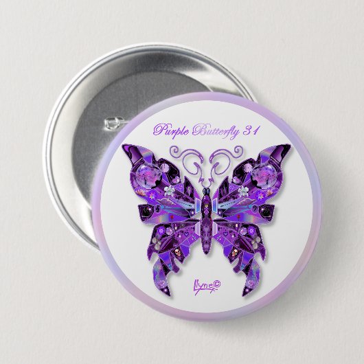Paarse Butterfly 31 Button (Voorkant /achterkant)