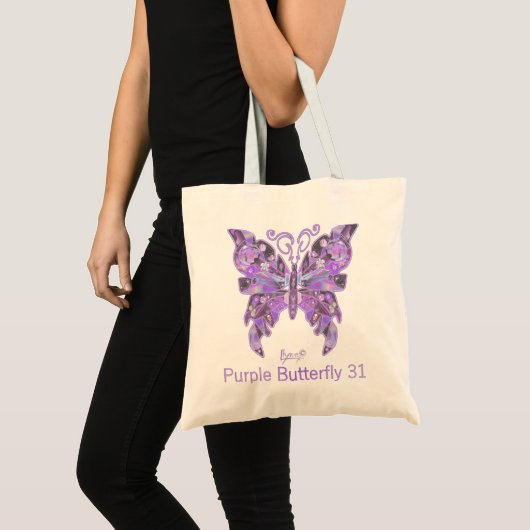 Paarse Butterfly 31 Canvas tas (Voorkant (product))