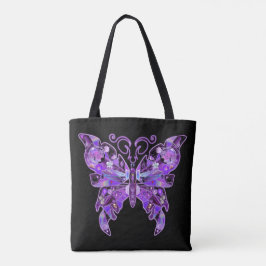 Paarse Butterfly 31 Canvas tas