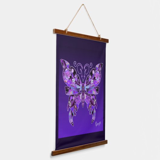 Paarse Butterfly 31 hangende tapestry Hangend Wandkleed (Gebogen)