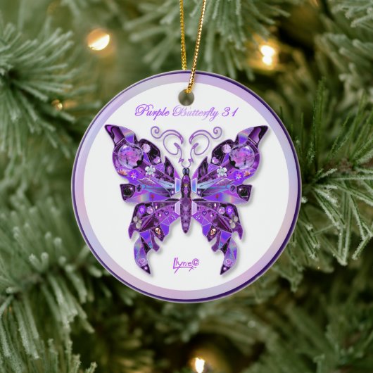 Paarse Butterfly 31 Keramisch Ornament (Boom)